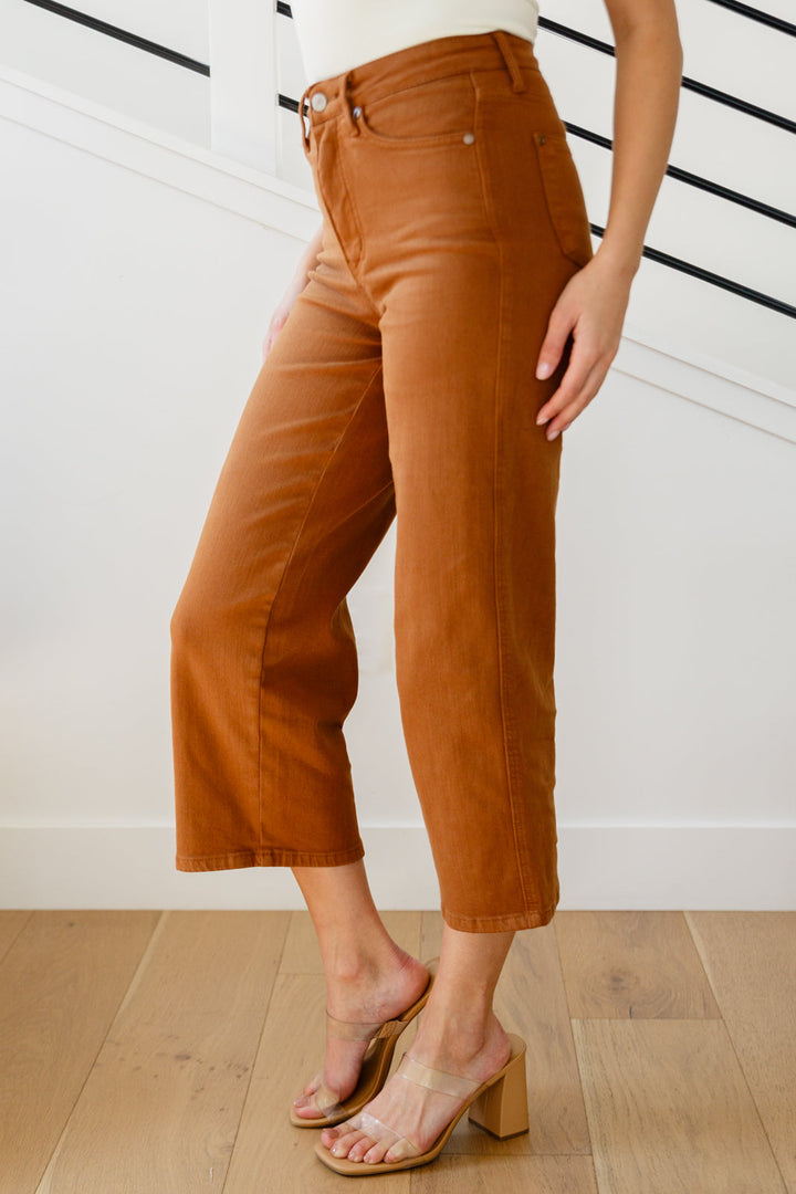 Womens - Briar High Rise Control Top Wide Leg Crop Jeans In Camel