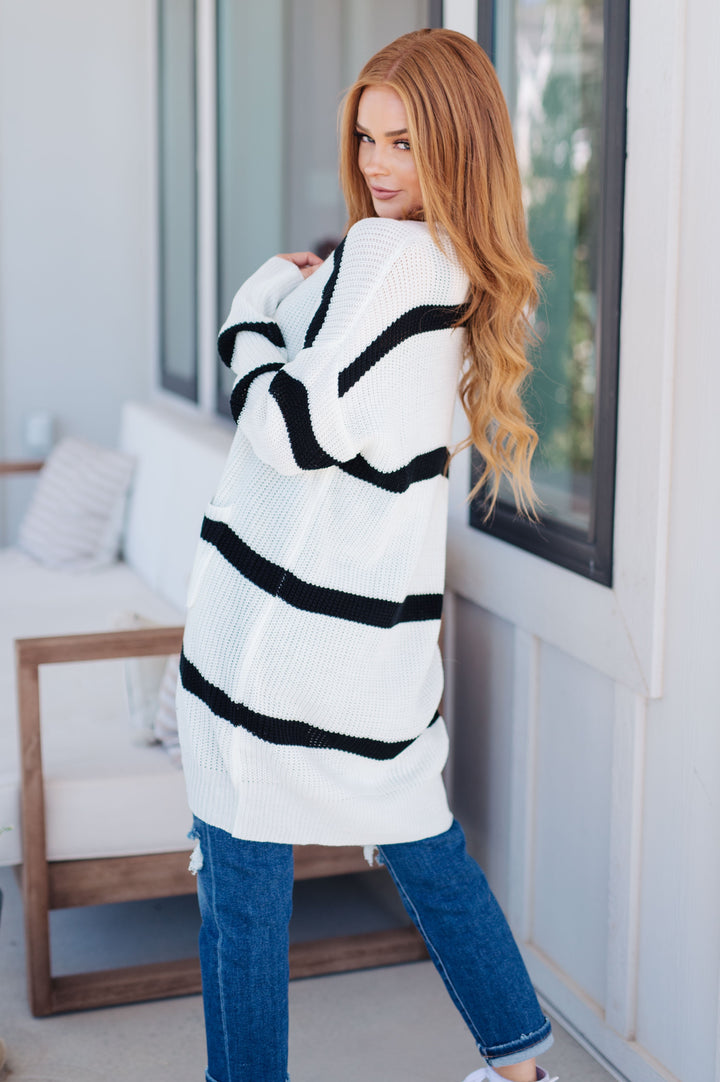 Womens - Brighter Is Better Striped Cardigan In Ivory