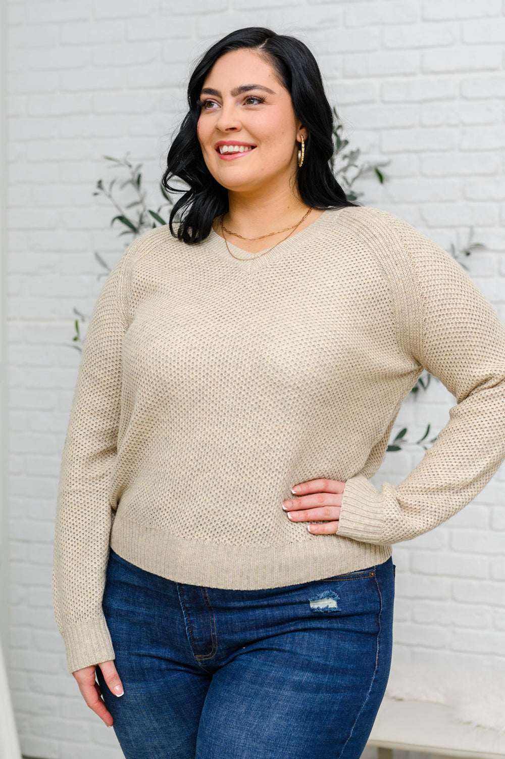 Womens - Chai Latte V-Neck Sweater In Oatmeal