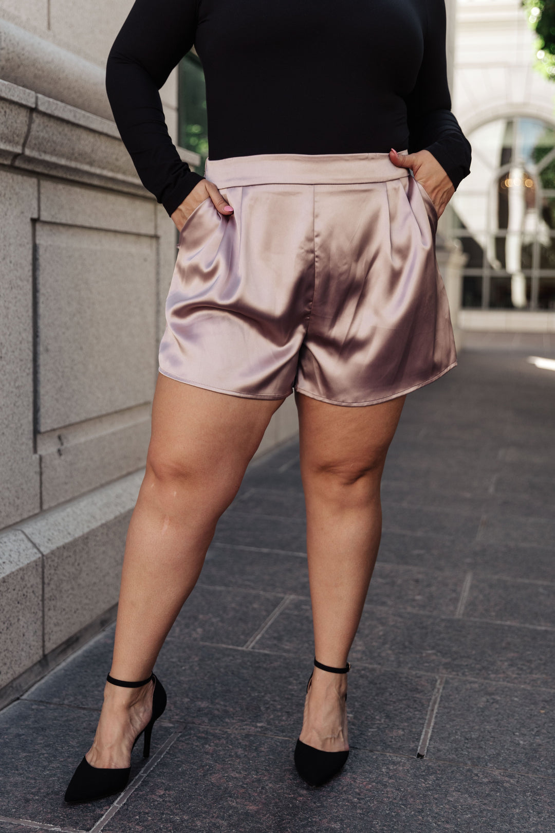 Womens - Champagne And Roses Satin Shorts