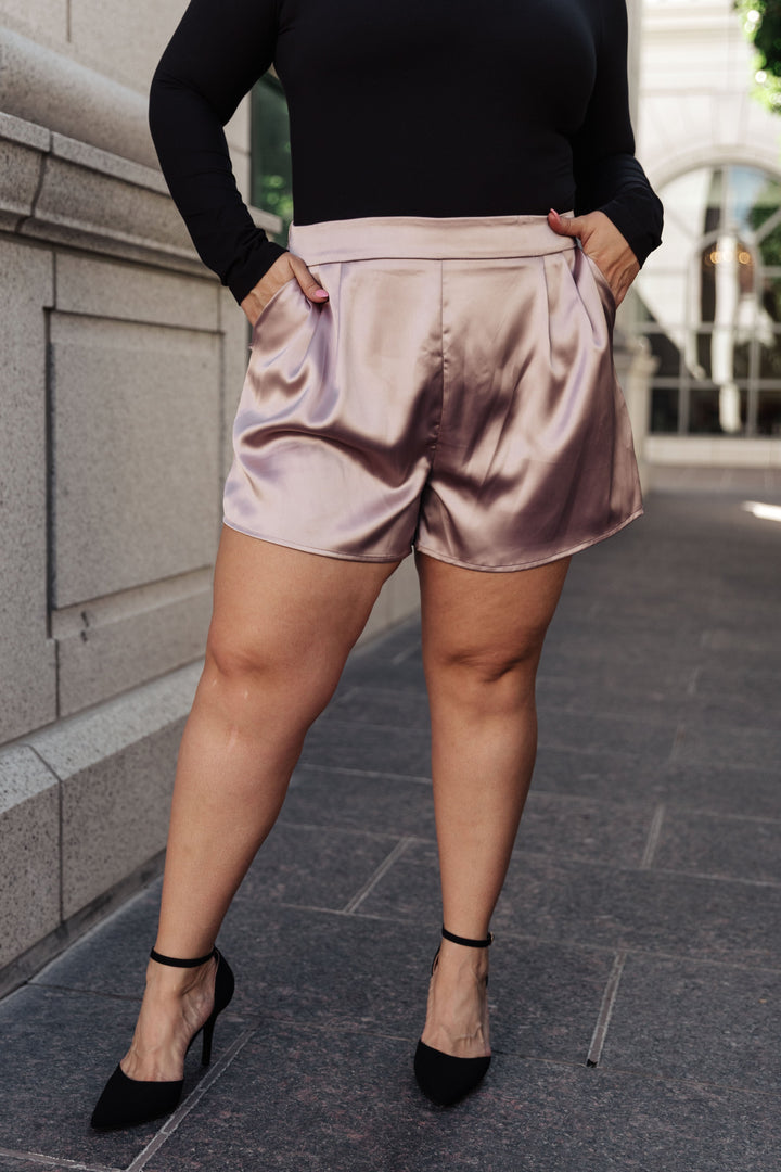 Womens - Champagne And Roses Satin Shorts