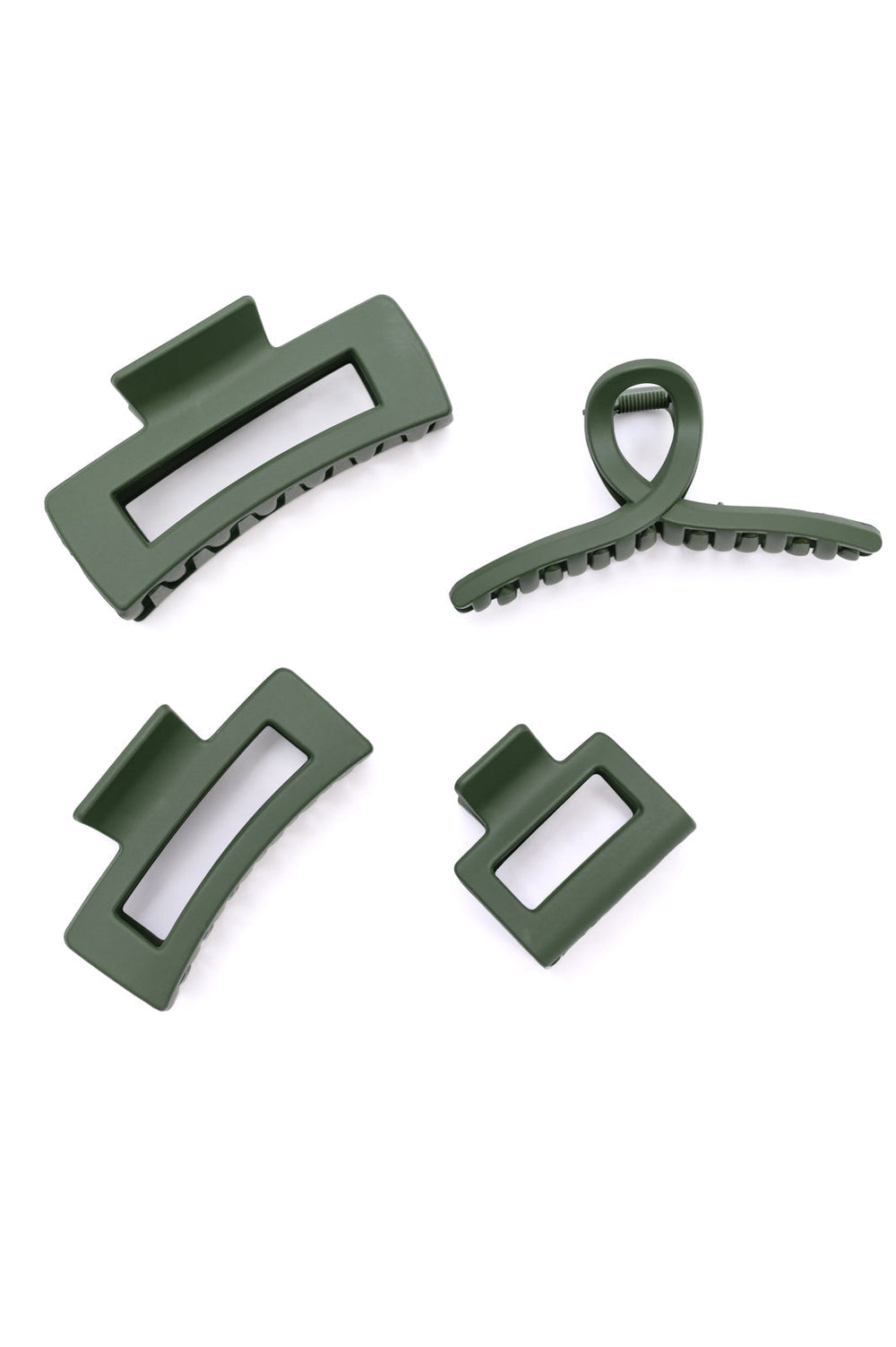 Womens - Claw Clip Set Of 4 In Forest Green