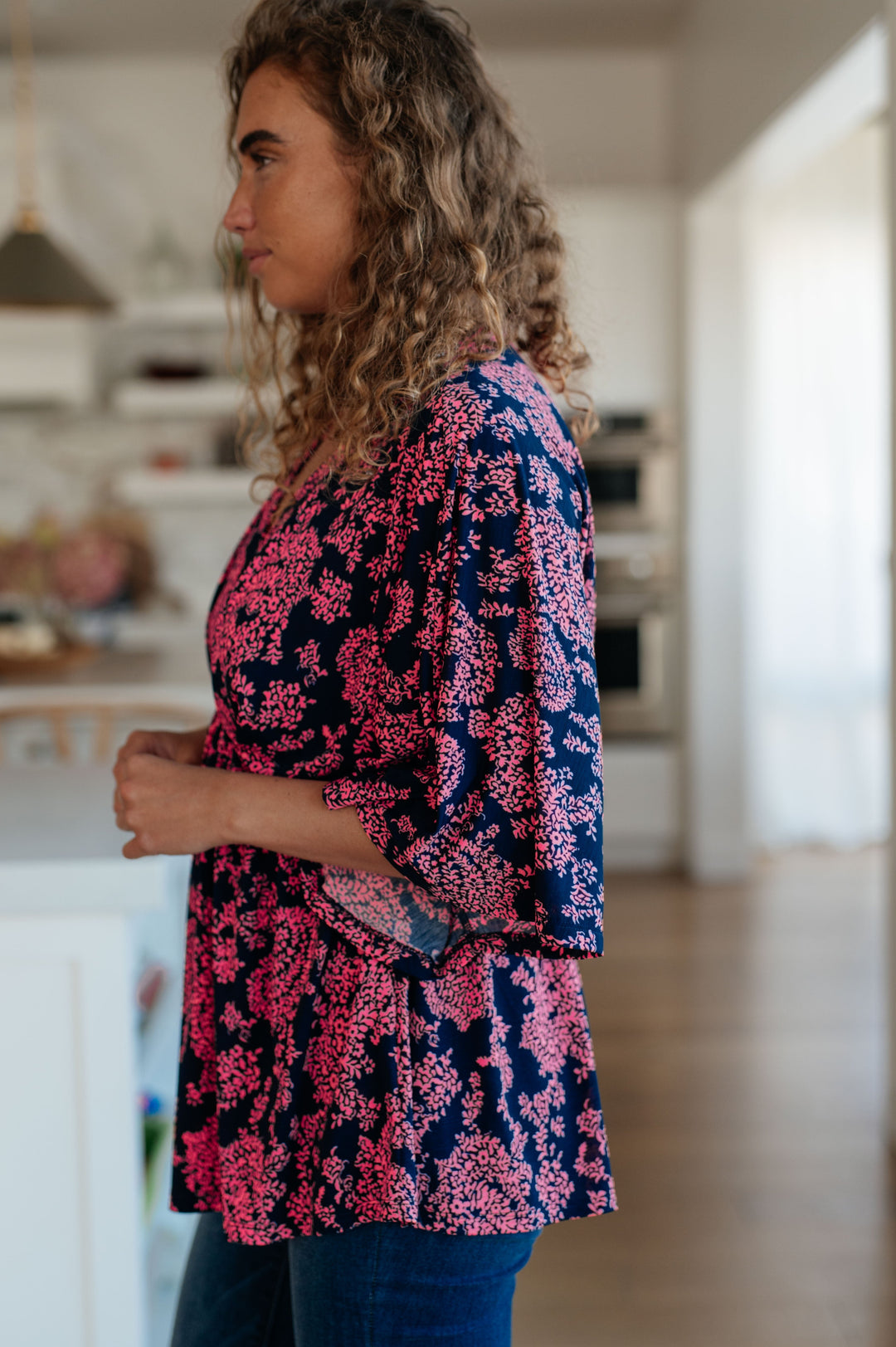 Womens - Dearest Dreamer Peplum Top In Pink Paisley