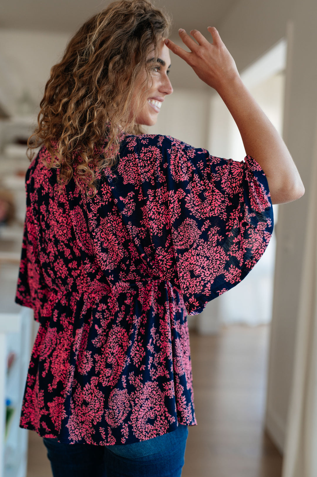 Womens - Dearest Dreamer Peplum Top In Pink Paisley