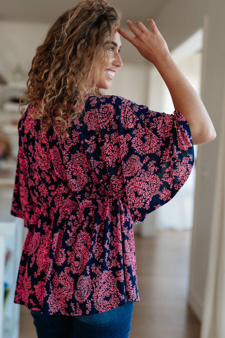 Womens - Dearest Dreamer Peplum Top In Pink Paisley