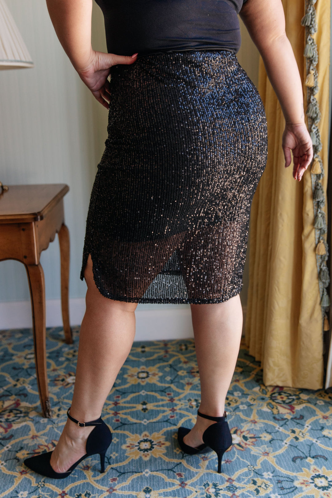 Womens - Gilded Age Sequin Skirt In Black