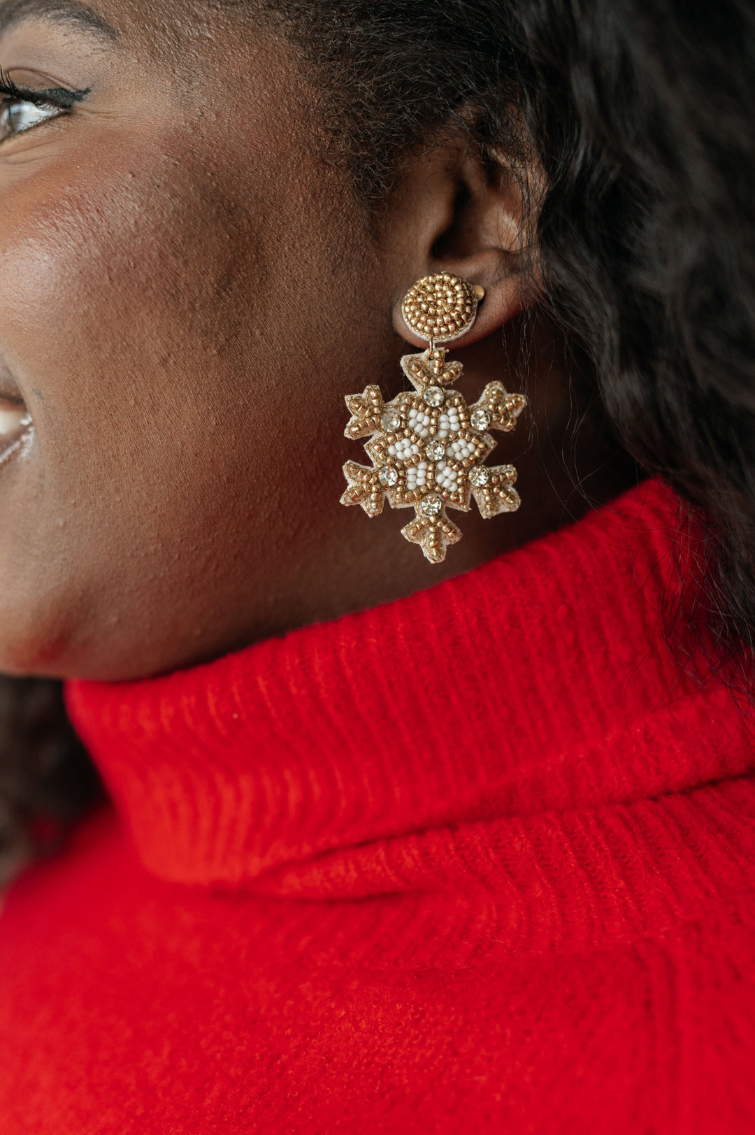 Womens - Glitz And Glam Beaded Snowflake Earrings