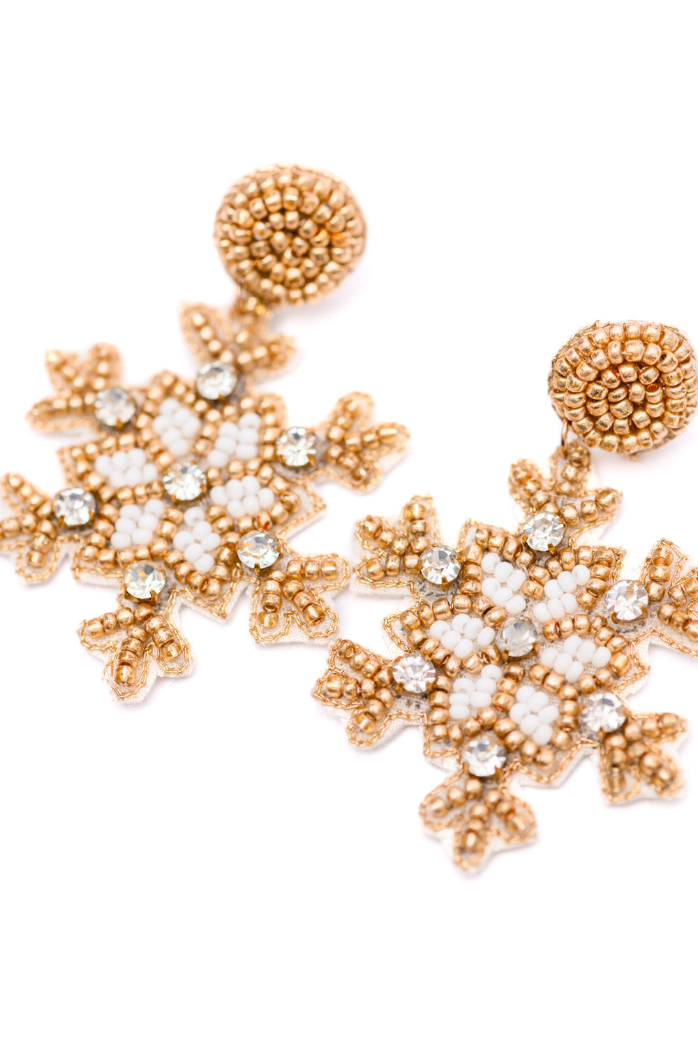 Womens - Glitz And Glam Beaded Snowflake Earrings