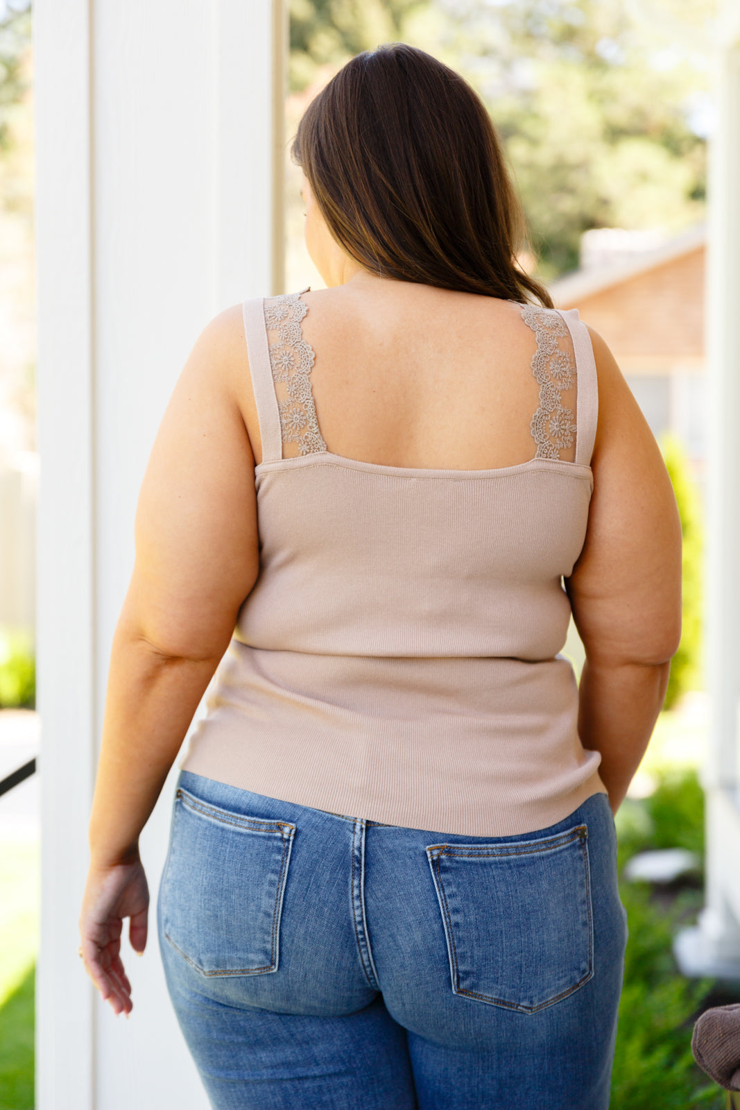 Womens - I Can Love You Better Lace Tank In Taupe