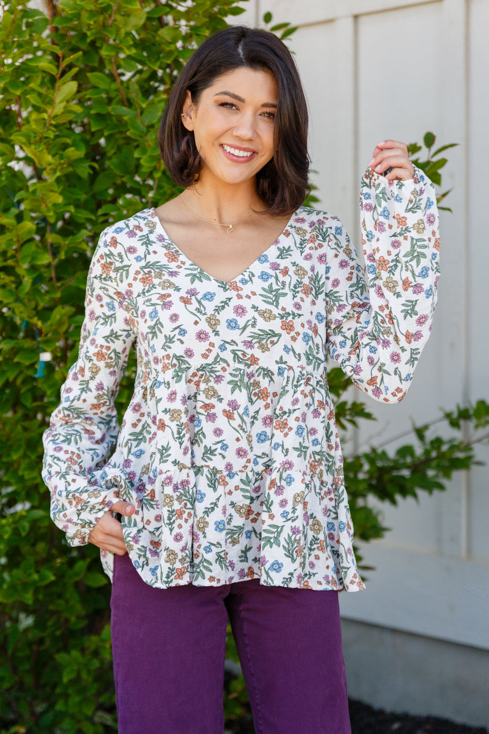 Womens - I Think I Can V-Neck Floral Top