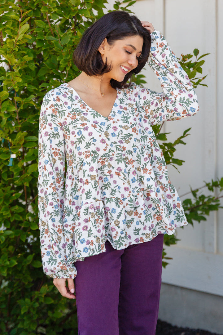 Womens - I Think I Can V-Neck Floral Top