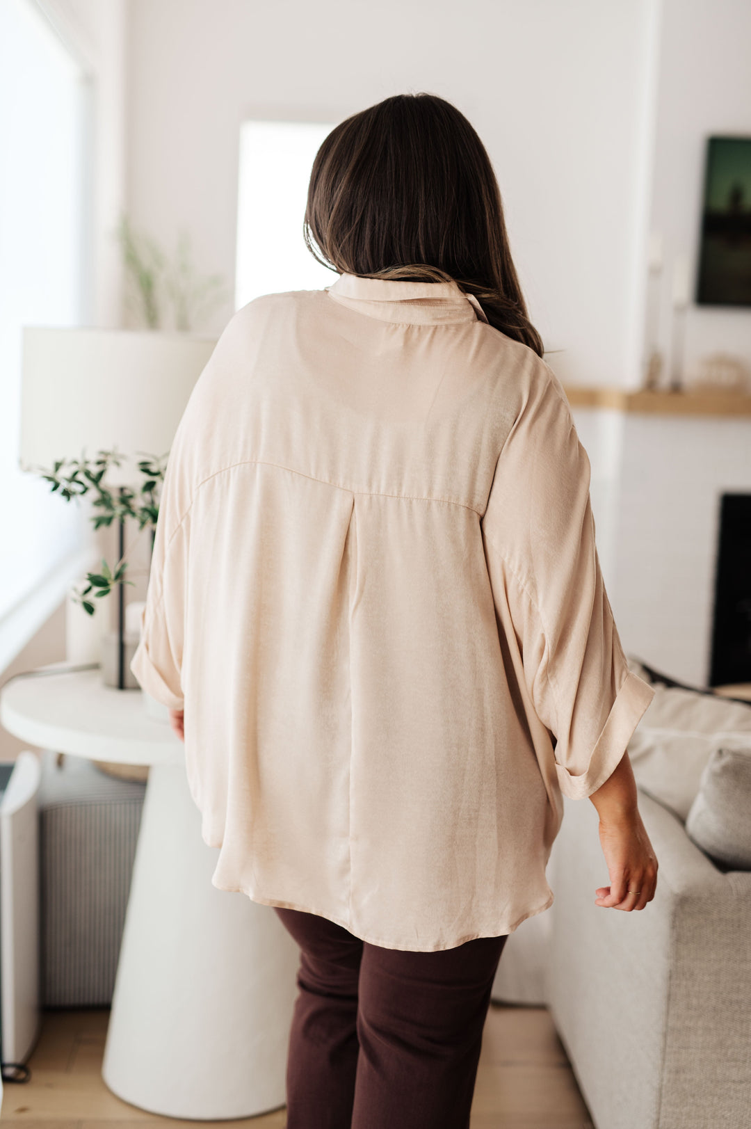 Womens - In Your Thoughts Oversized Dolman Sleeve Top In Champagne