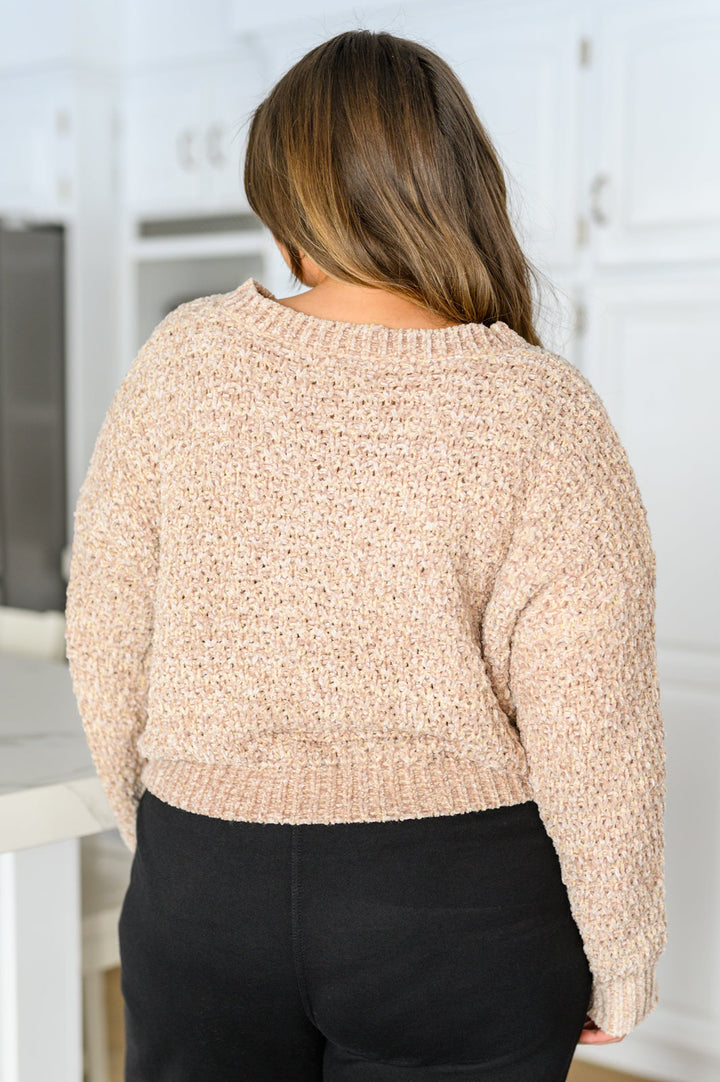 Womens - Irish Coffee Knitted Crop V Neck Sweater
