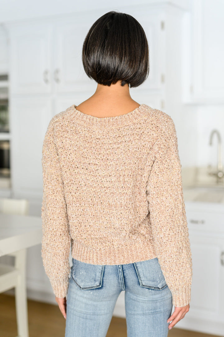 Womens - Irish Coffee Knitted Crop V Neck Sweater