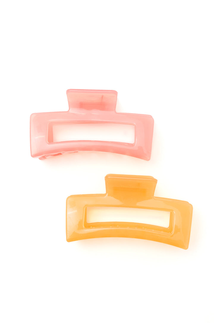 Womens - Jelly Rectangle Claw Clip In Sherbet