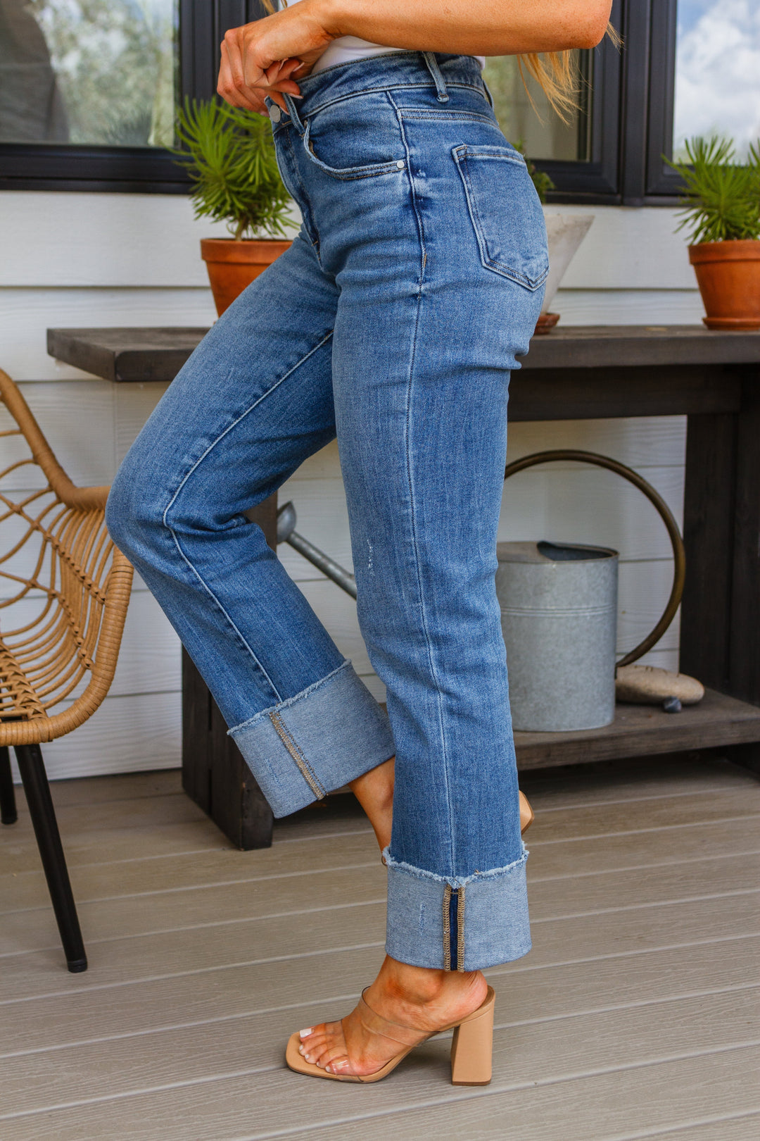 Womens - Jones High Rise Cuffed Straight Jeans