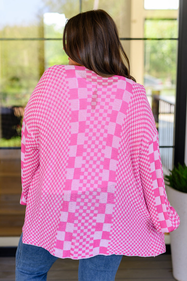 Womens - Keep On Driving Checkered Cardigan