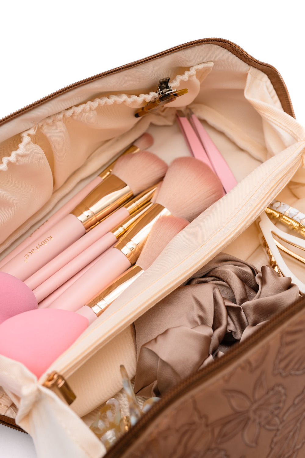 Womens - Life In Luxury Large Capacity Cosmetic Bag In Tan
