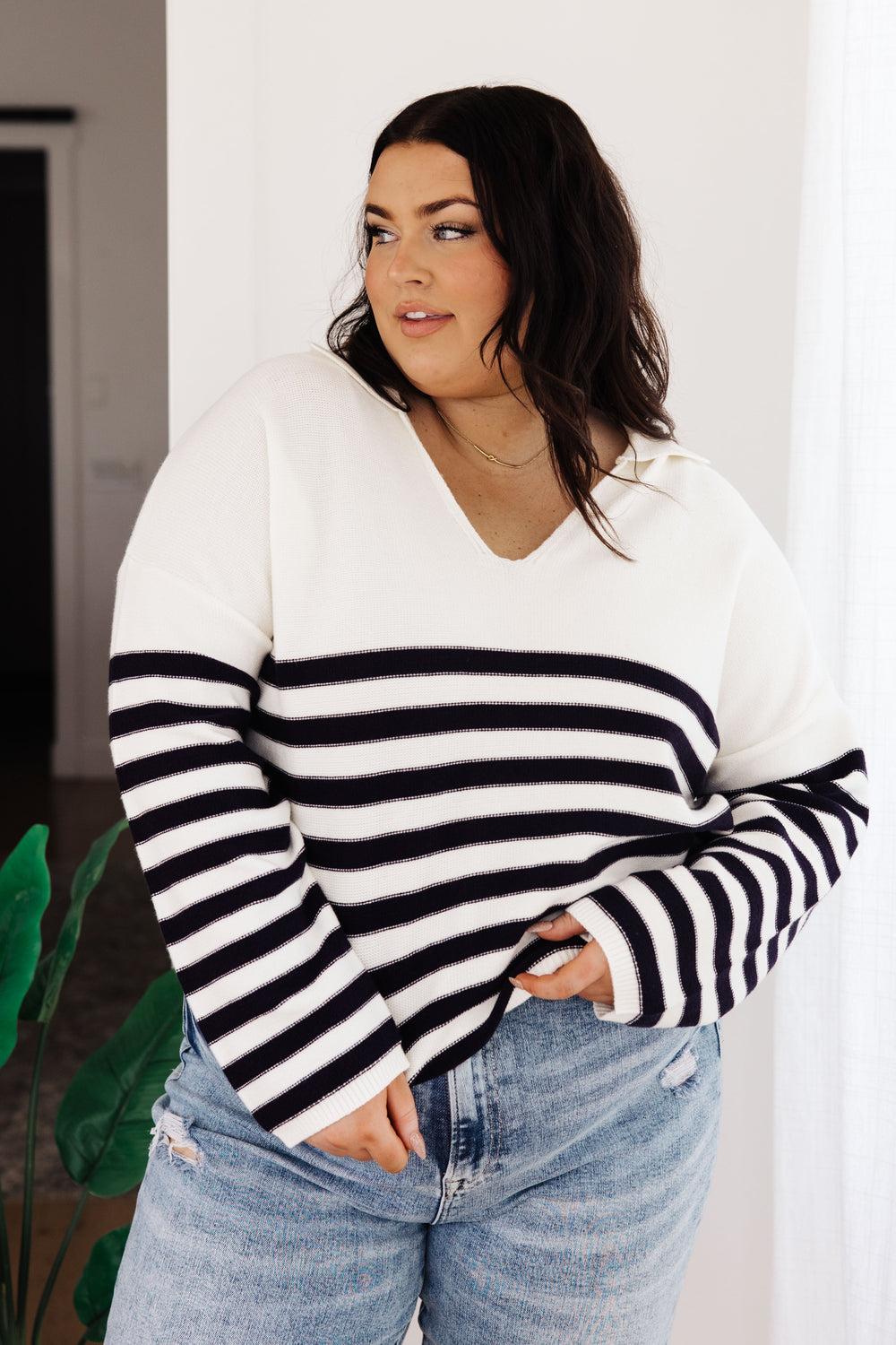 Womens - Memorable Moments Striped Sweater In White