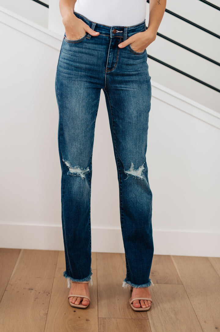 Womens - Morgan High Rise Distressed Straight Jeans
