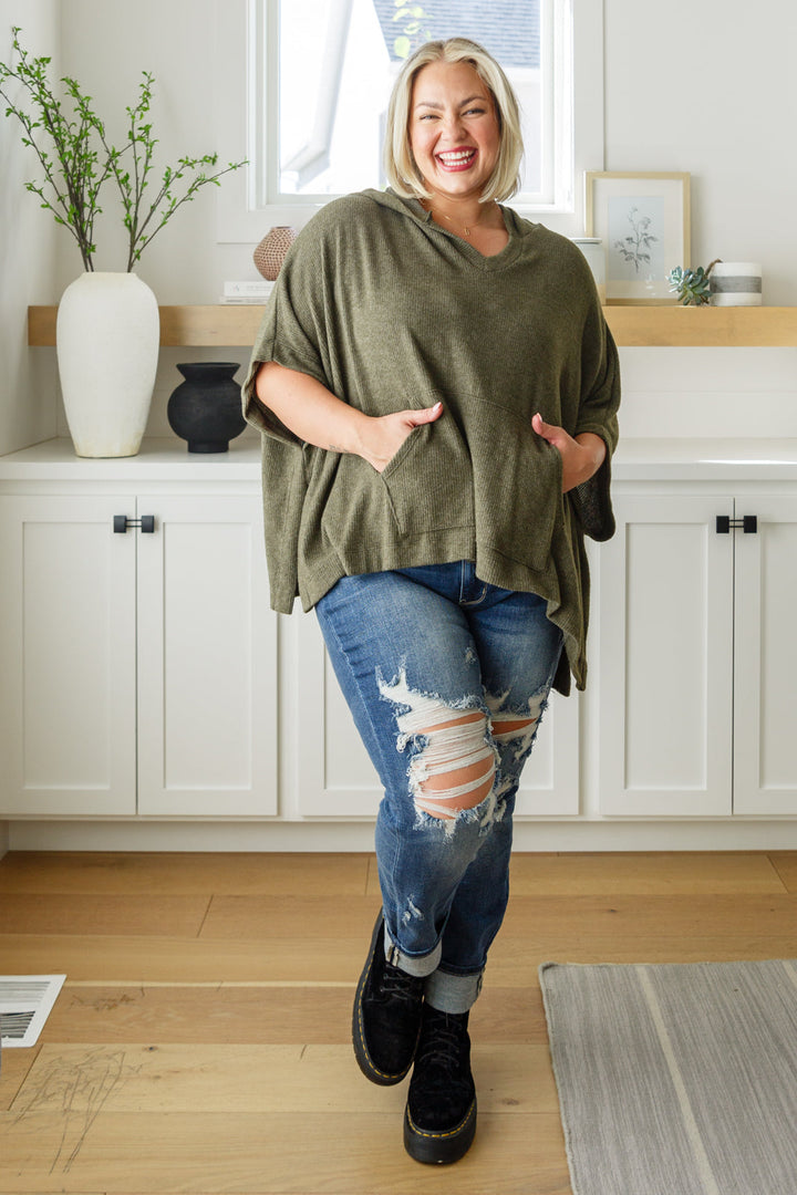 Womens - Perfectly Poised Hooded Poncho In Olive