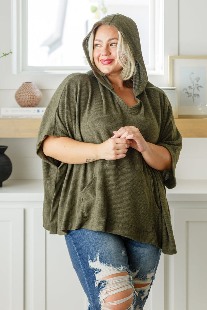 Womens - Perfectly Poised Hooded Poncho In Olive