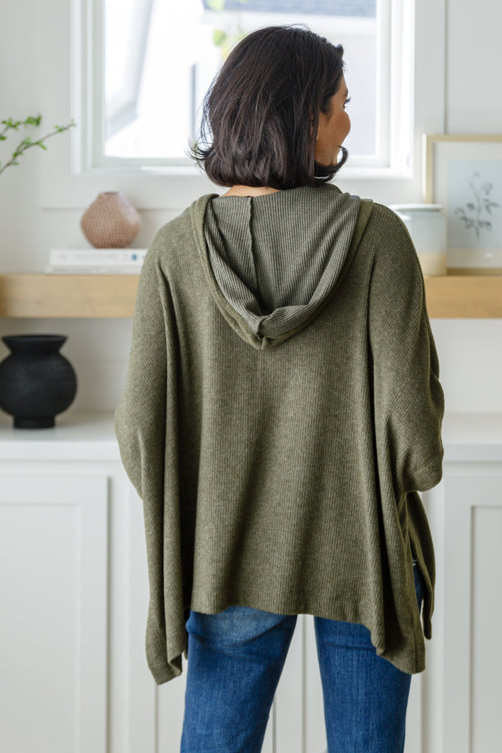 Womens - Perfectly Poised Hooded Poncho In Olive