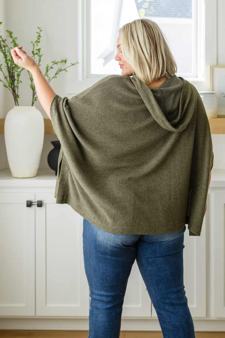Womens - Perfectly Poised Hooded Poncho In Olive