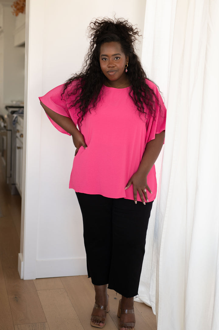Womens - Pink And Perfect Ruffle Sleeve Top