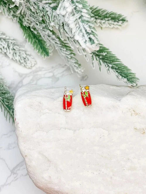 Womens - PREORDER: Christmas Cocktail Enamel Stud Earrings