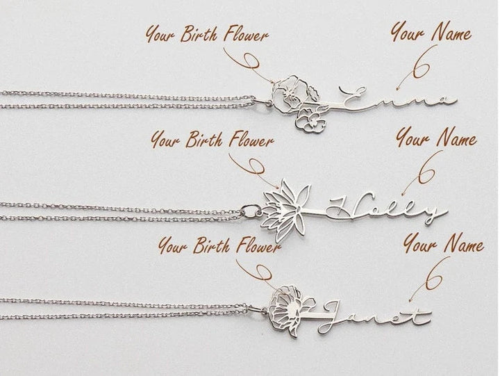 Womens - PREORDER: Custom Birth Flower Necklace In Three Colors