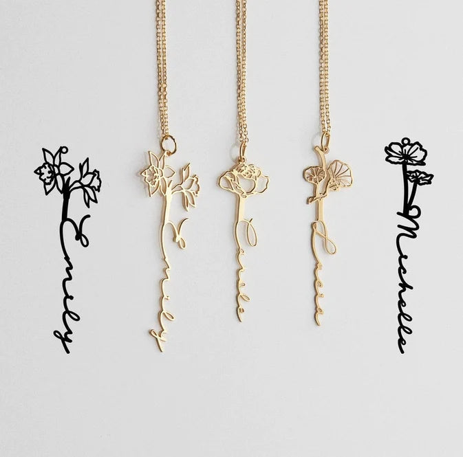 Womens - PREORDER: Custom Birth Flower Necklace In Three Colors