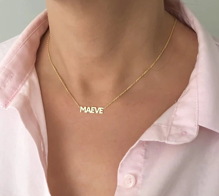 Womens - PREORDER: Custom Block Font Name Necklace In Three Colors