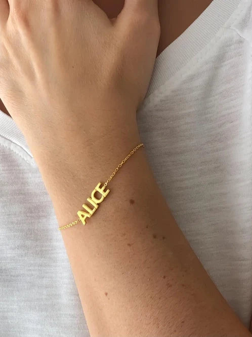 Womens - PREORDER: Custom Dainty Chain Name Bracelet In Three Colors