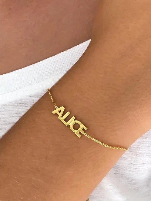 Womens - PREORDER: Custom Dainty Chain Name Bracelet In Three Colors