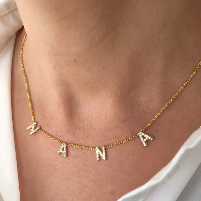Womens - PREORDER: Custom Pave Initial Necklace In Three Colors