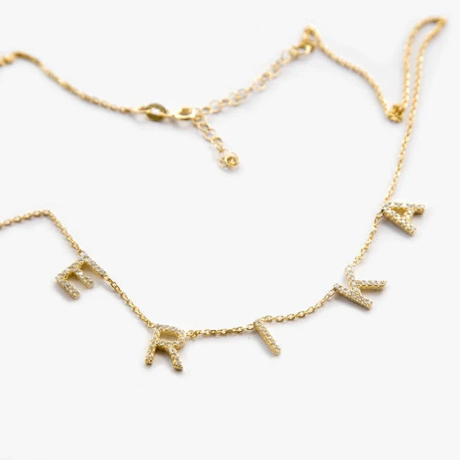 Womens - PREORDER: Custom Pave Initial Necklace In Three Colors