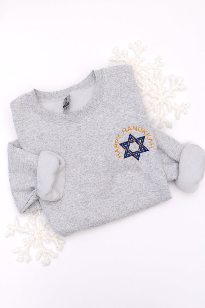 Womens - PREORDER: Happy Hanukkah Embroidered Sweatshirt