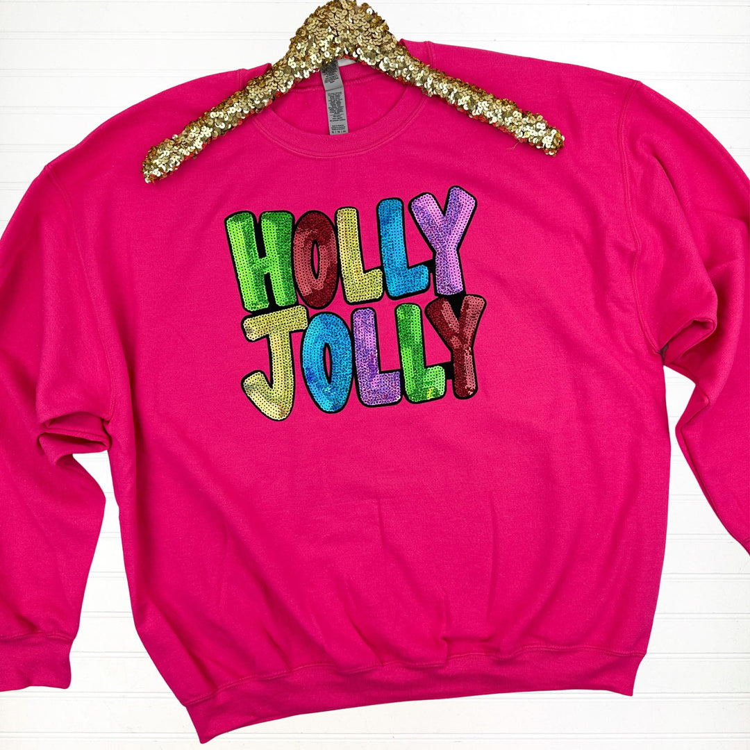 Womens - PREORDER: Holly Jolly Sequin Patch Sweatshirt