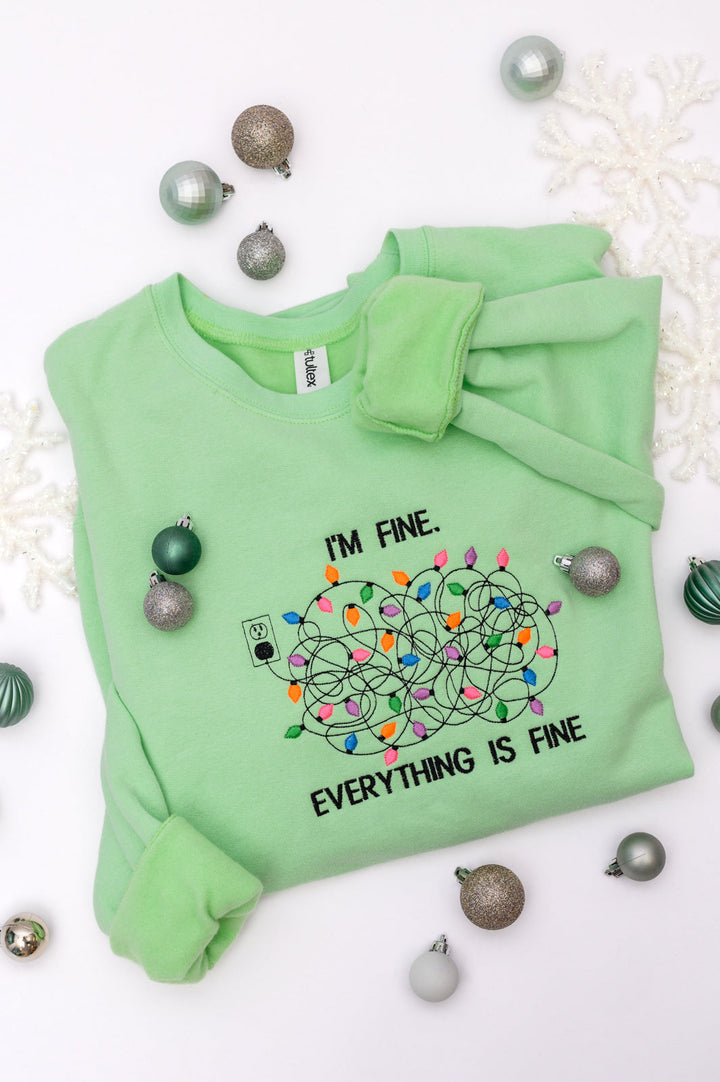 Womens - PREORDER: I'm Fine Embroidered Sweatshirt