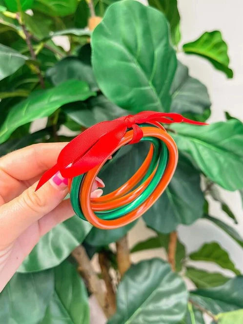 Womens - PREORDER: Jelly Bangle Sets In Red & Green