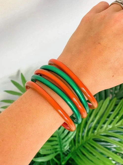 Womens - PREORDER: Jelly Bangle Sets In Red & Green