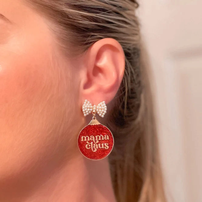 Womens - PREORDER: Mama Claus Dangle Earrings