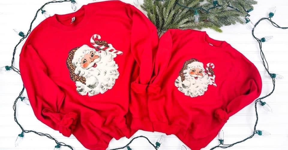 Womens - PREORDER: Matching Cheetah Santa Sweatshirt In Adult Sizes