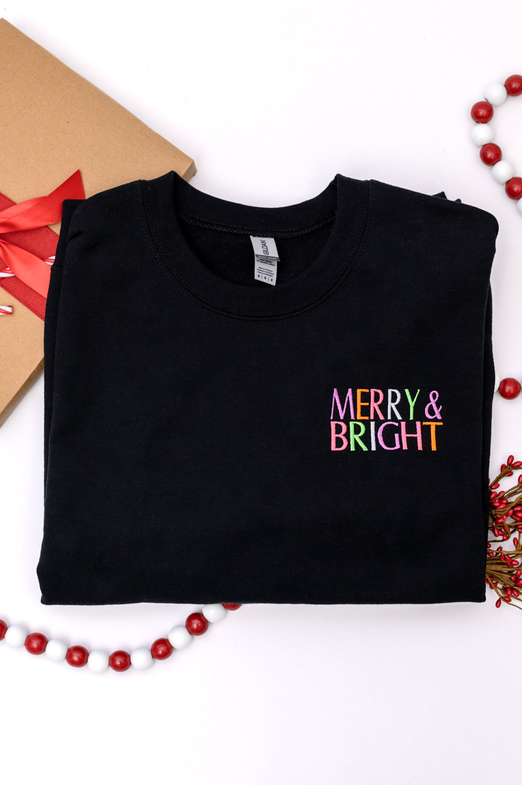 Womens - PREORDER: Merry And Bright Embroidered Sweatshirt