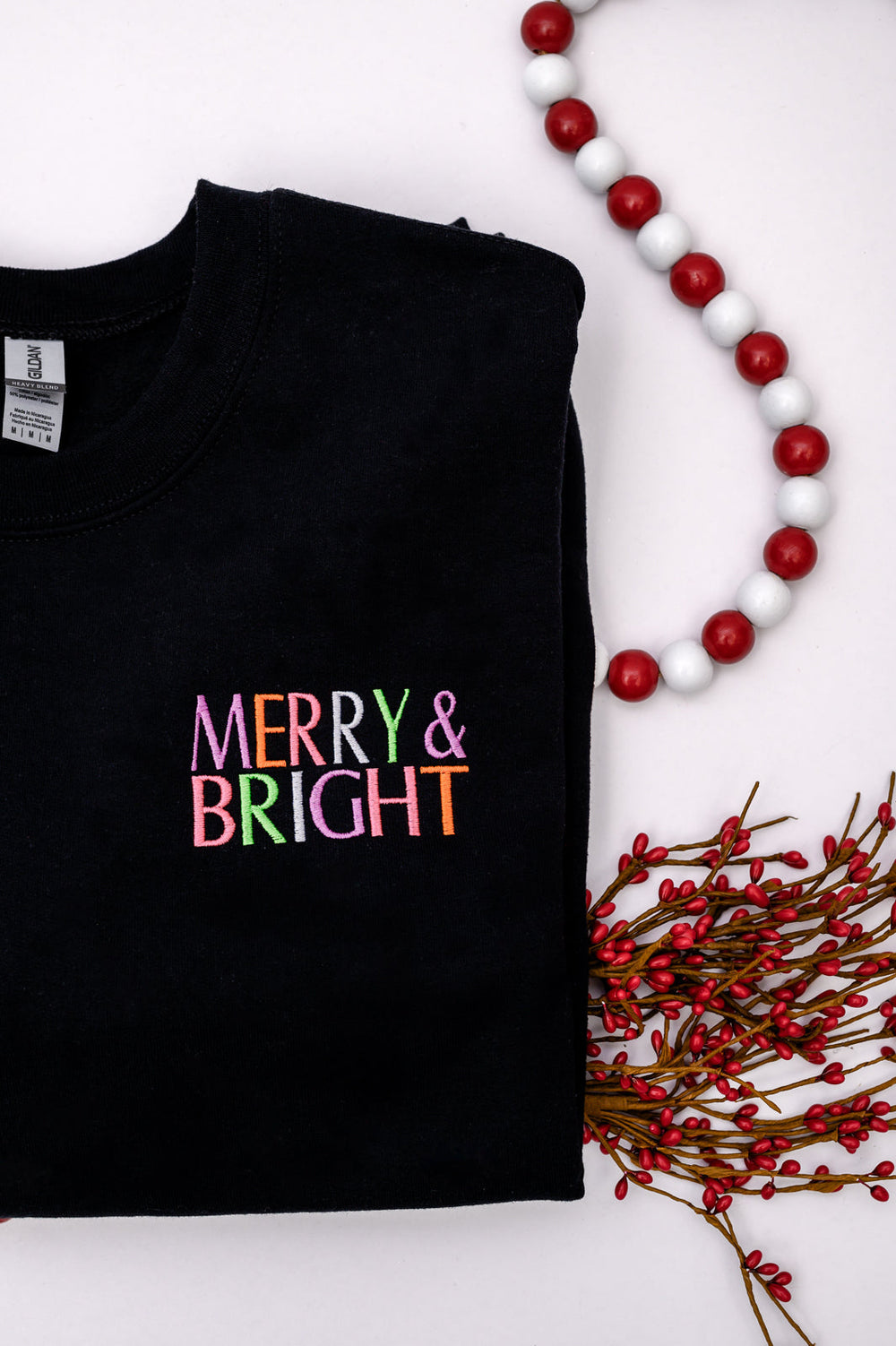 Womens - PREORDER: Merry And Bright Embroidered Sweatshirt