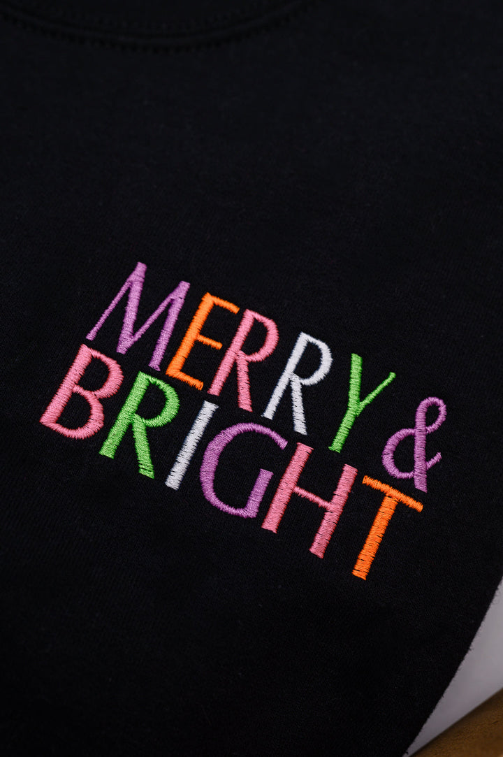 Womens - PREORDER: Merry And Bright Embroidered Sweatshirt