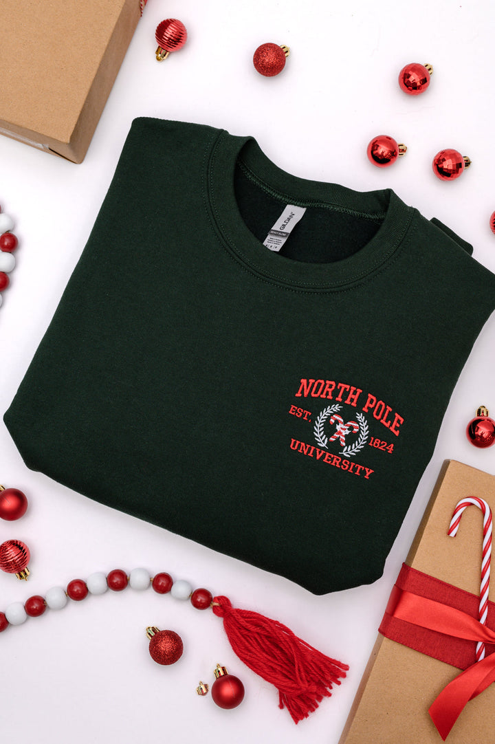 Womens - PREORDER: North Pole University Embroidered Sweatshirt