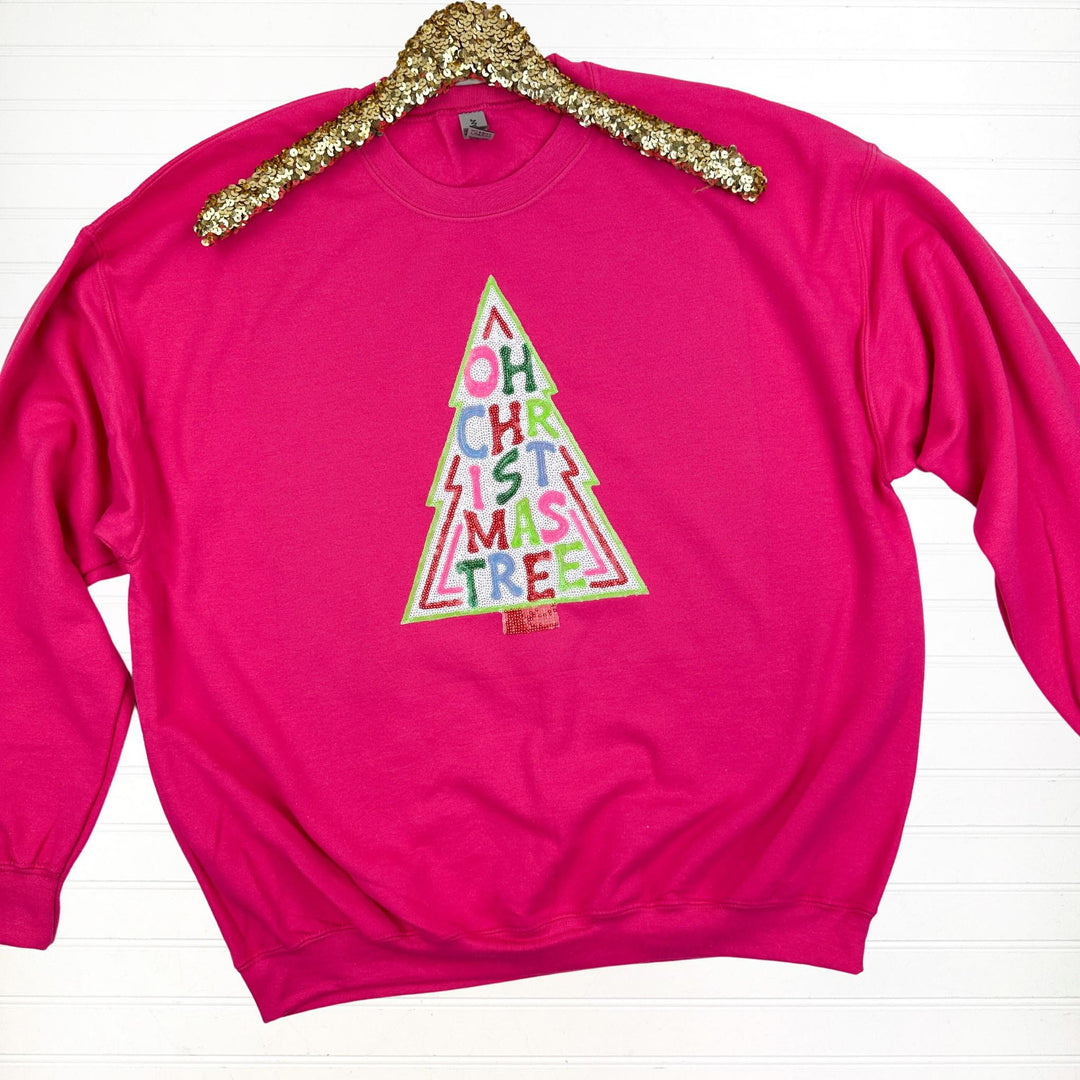 Womens - PREORDER: Oh Christmas Tree Sequin Patch Sweatshirt