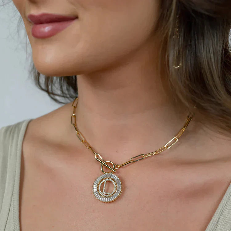 Womens - PREORDER: Paperclip Chain Radiant Initial Necklace